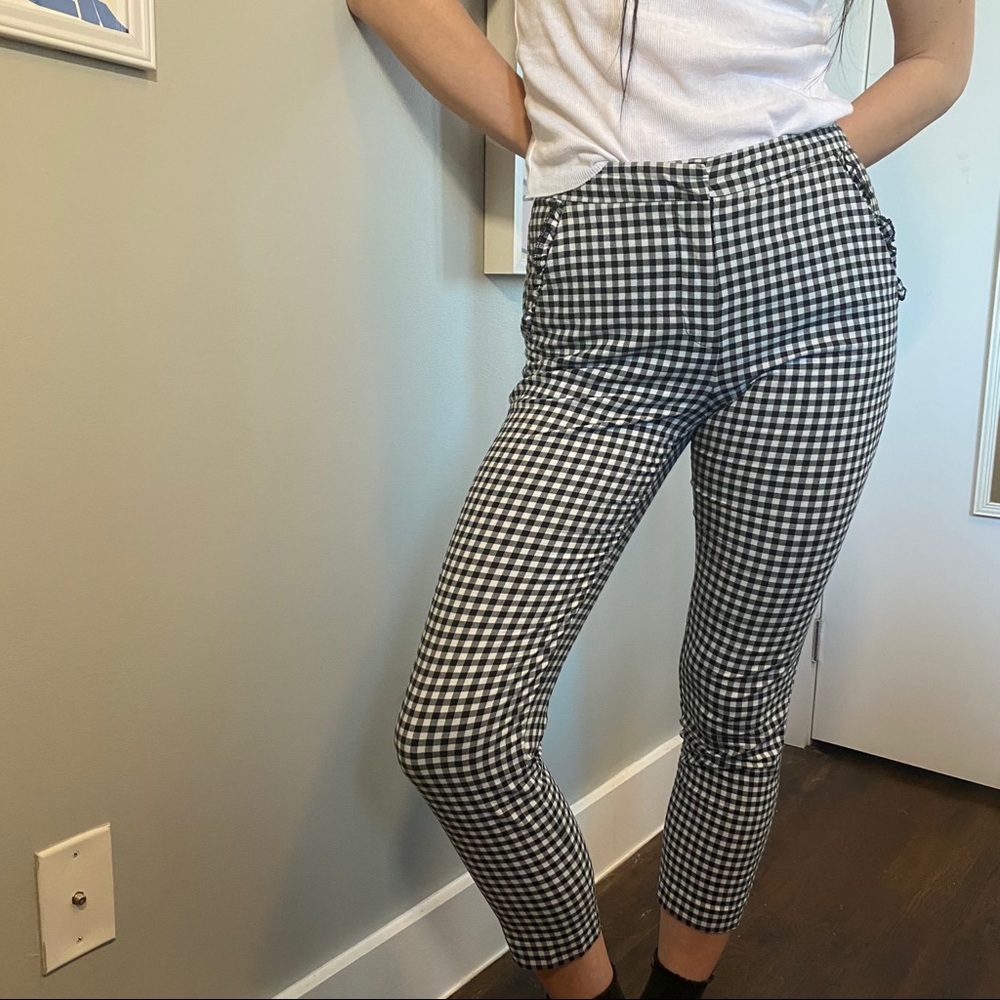 Black and white gingham pants